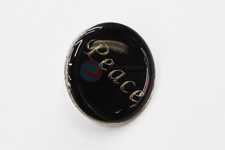 Funny round peace letters badge lapel pin