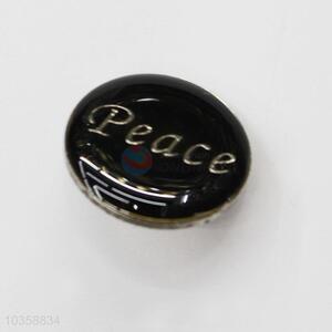 Funny round peace letters badge lapel pin