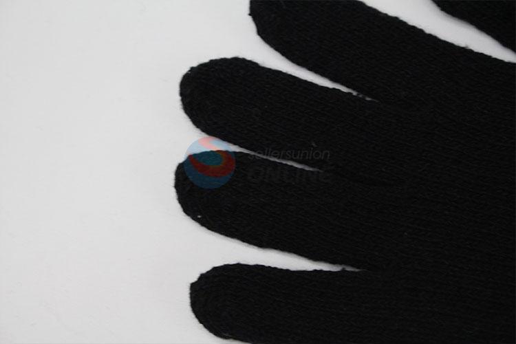 Competitive price black knitted cotton gloves