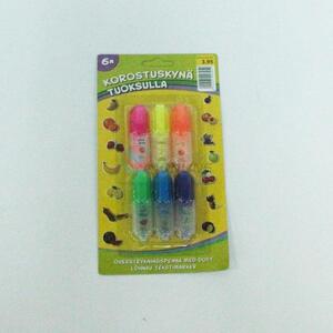 Popular 6pc Fluorescent Pen Highlighter Marker Pens for Sale