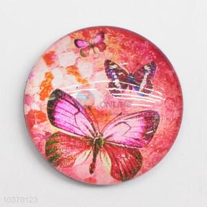 Hot Sale Butterfly Printing Glass 3D Fridge Magnet Sticker