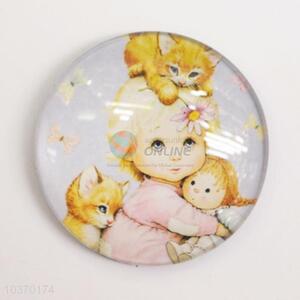 Hot Sale Girl Printing Glass Fridge Magnet