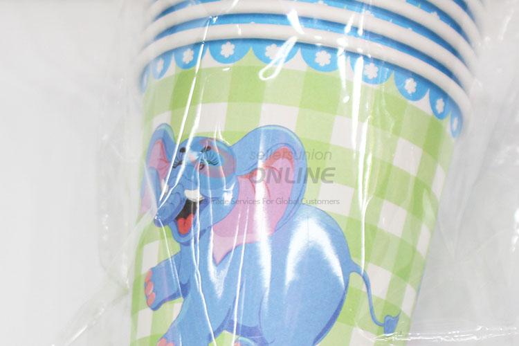 Fashion style best 6pcs elephant pattern birthday use paper cups