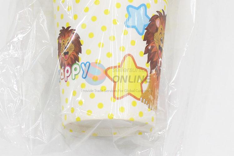 Popular new style 6pcs lion pattern birthday use paper cups