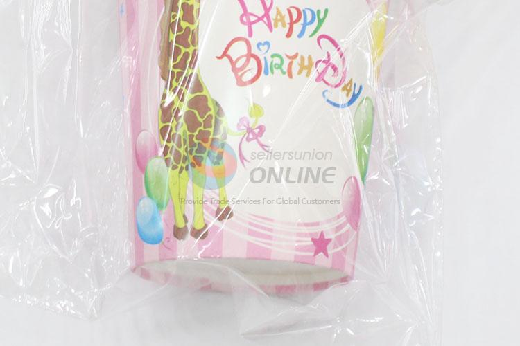 Hot-selling low price 6pcs giraffe pattern birthday use paper cups