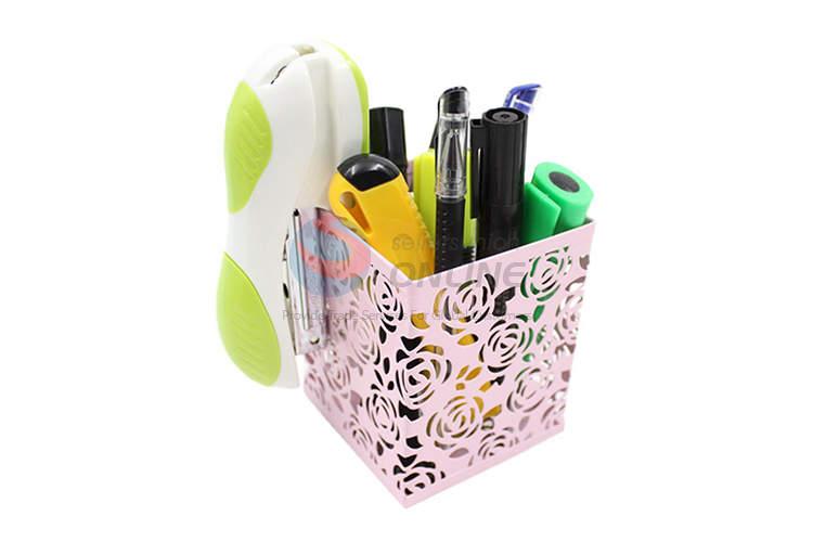 Flower Pattern Square Office Pen Holder