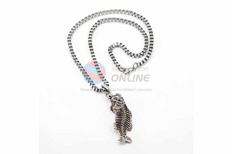 Fish Bone Pendant Punk Zinc Alloy jewellery Necklace