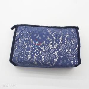 Top quality new style blue lace cosmetic bag