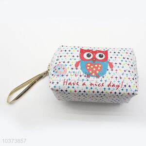 Superfine owl printed cosmetic bag