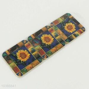 Top quality best sunflower pattern 6pcs cup mats