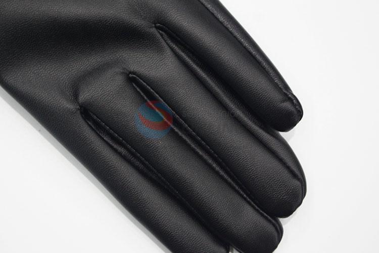 Chic style women pu leather winter gloves