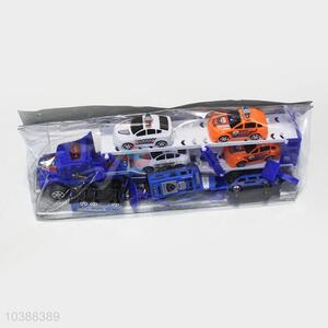 Wholesale Top Quality Inertia Drag Head Car with Light Music Carry 4pcs Police Car Boy Toys Pack of Electricity