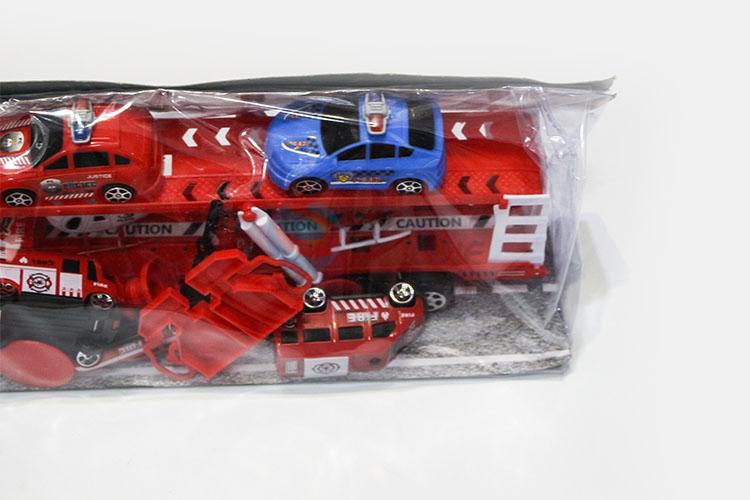 Hottest Professional Inertia Fire Engine Drag Head Car with Light Music Carry 2pcs Plane and 2pcs Police Car Boy Toys Pack of Electricity