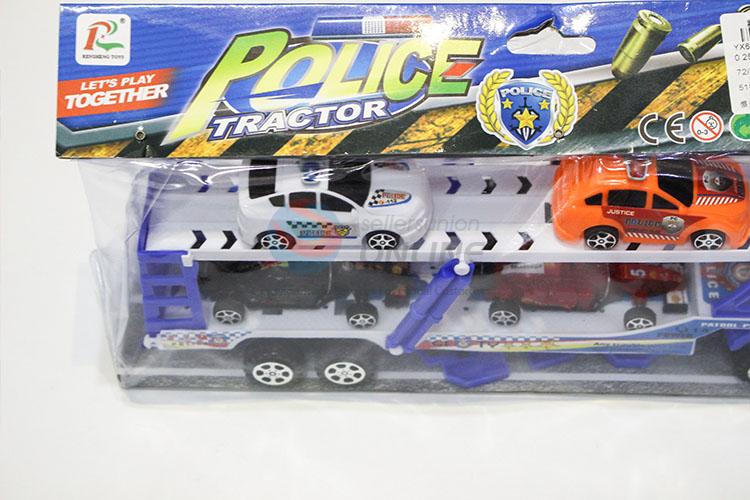 Chinese Factory Inertia Drag Head Car with Light Music Carry 2pcs F1 and 2pcs Police Car Boy Toys Pack of Electricity