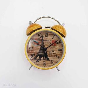 Wood Pattern Iron Alarm Clock/Table Clock