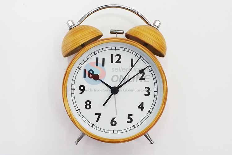 Wood Pattern Iron Alarm Clock/Table Clock