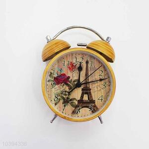 Wood Pattern Iron Alarm Clock/Table Clock