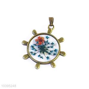 Best Price Round Real Flower Pendant With Chain