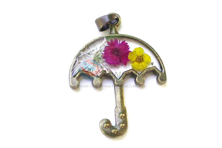 Hot Sale Umbrella Shape Zinc Alloy Real Flower Pendant