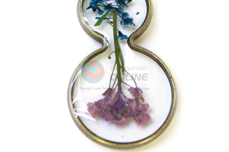 Delicate Design Gourd Shape Real Flower Zinc Alloy Pendant