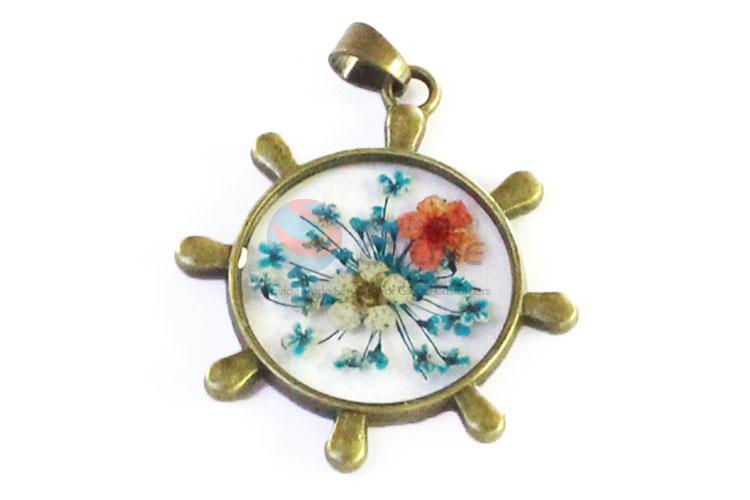 Wholesale Retro Design Bronze Real Flower Pendant