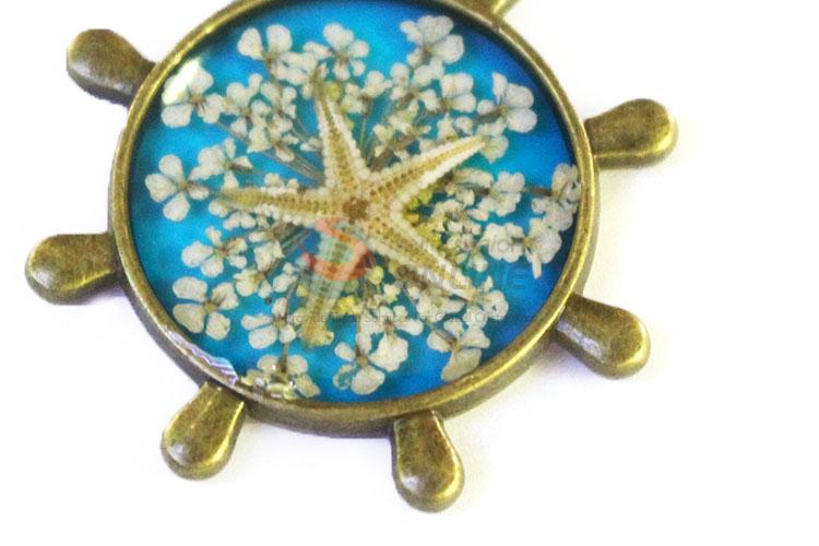 Fashion Star Pattern Round Real Flower Pendant