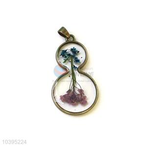 Cheap Gourd Shape Real Flower Pendant With Chain