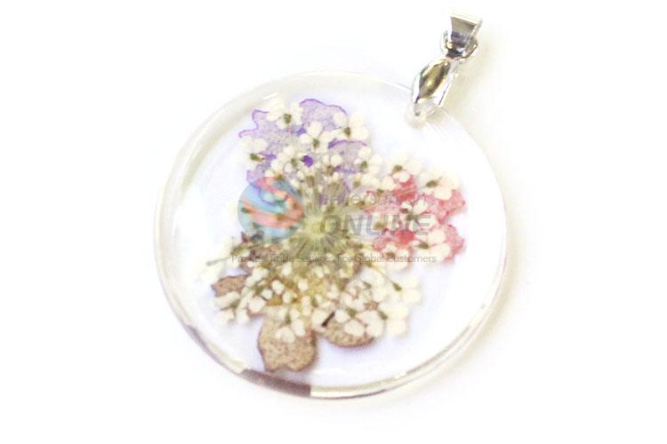 New Arrival Round Zinc Alloy Real Flower Pendant