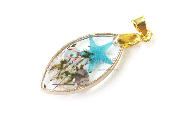 Delicate Design Drop Shape Real Flower Pendant For Women