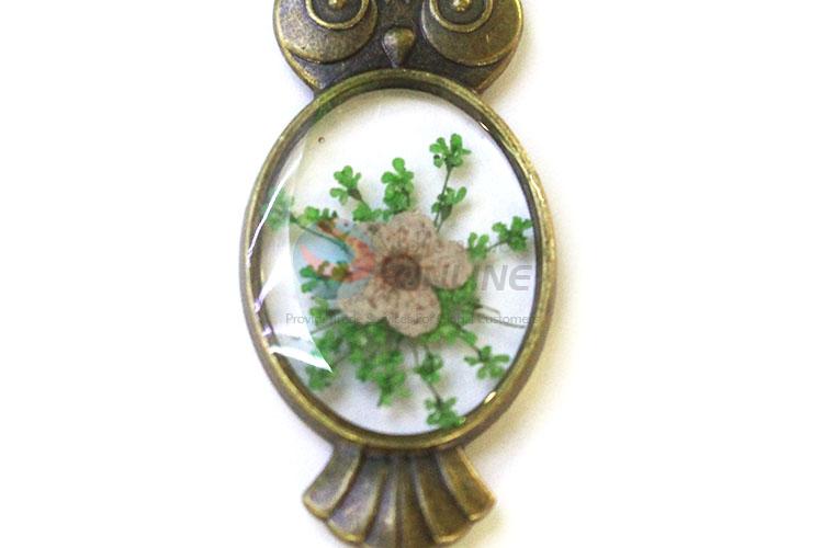 Newest Bronze Owl Shape Pendant Real Flower Pendant