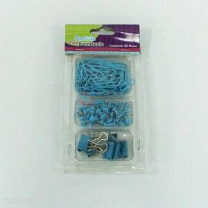 Wholesale cheap blue paper clips/push pins/binder clips set