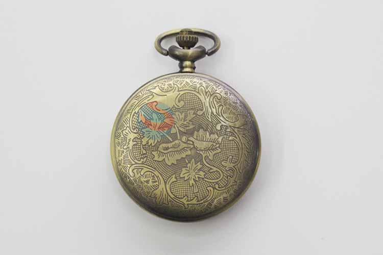 Sundial Quartz Movement Skeleton Pocket Watch