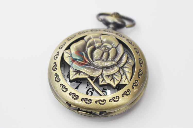 Rose Quartz Movement Skeleton Pocket Watch