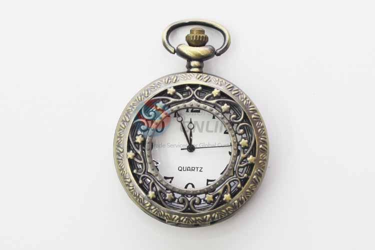 Flower Quartz Movement Skeleton Pocket Watch