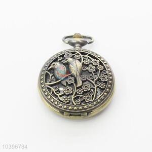 Bird Quartz Movement Skeleton Pocket Watch