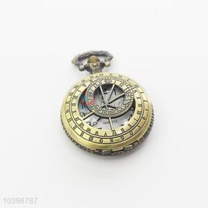 Sundial Quartz Movement Skeleton Pocket Watch