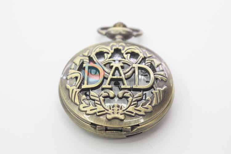 Dad Quartz Movement Skeleton Pocket Watch