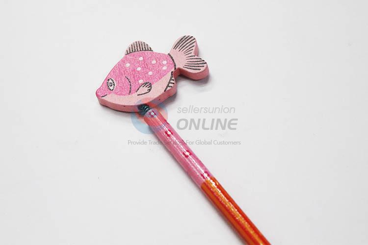 Pink Fish with Spring Wood HB Pencil/Cartoon Pencils for Kids