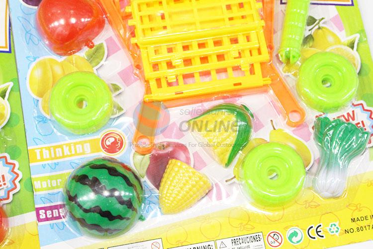 Kids Supermarket Mini Shopping Cart Toy with Fruits and Vegetables