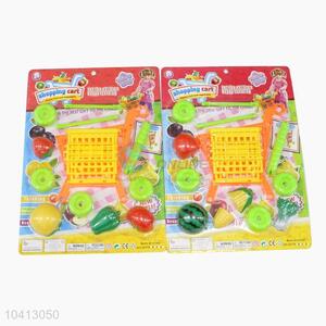 Kids Supermarket Mini Shopping Cart Toy with Fruits and Vegetables