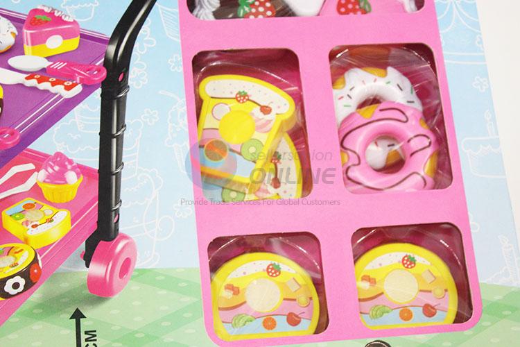 Preschool Kitchen Set Foods Game Fruit Birthday Cake with Push Cart