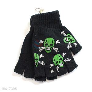 Wholesale half-finger skull warm knitted gloves for adults