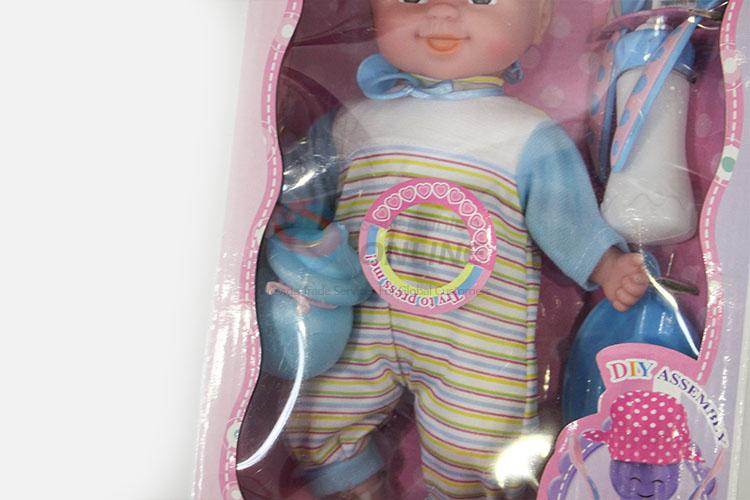 High Quality 14-inch DIY Tableware Lifelike Baby Doll Kids Gift with 12 Sound