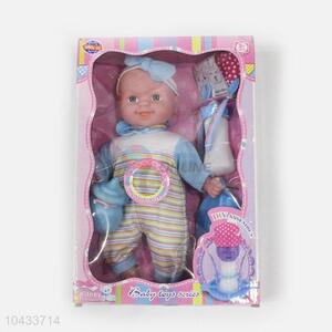 High Quality 14-inch DIY Tableware Lifelike Baby Doll Kids Gift with 12 Sound