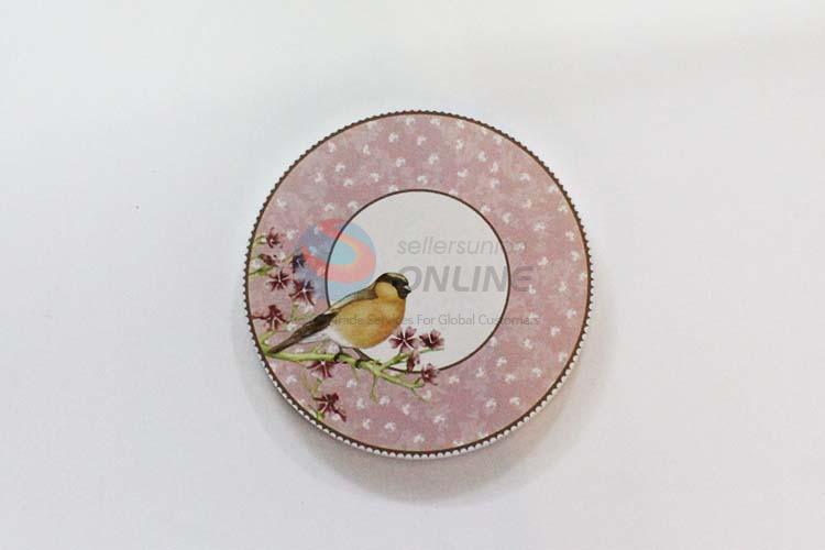 Bird Pattern Round Wood Cup Mat