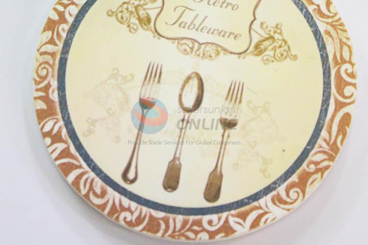 Tableware Pattern Round Wood Cup Mat