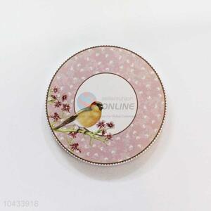 Bird Pattern Round Wood Cup Mat