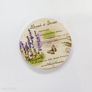 Flower Pattern Round Wood Cup Mat