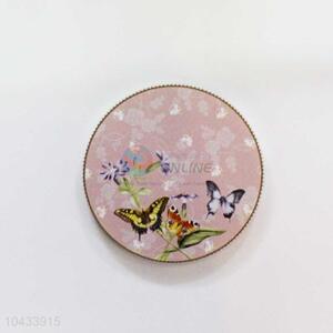 Butterfly Pattern Round Wood Cup Mat