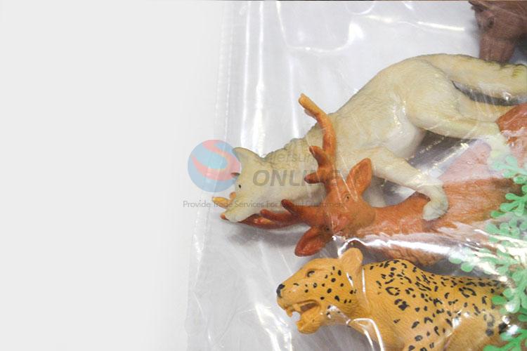 Promotional Gift Wild Animal Model Toys 8 pcs Simulation Animal Set and Tree